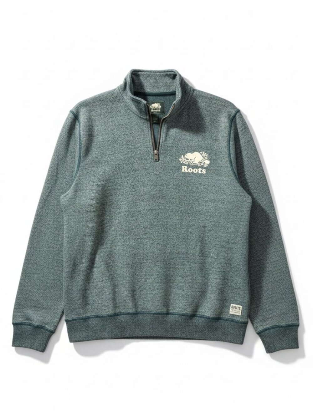 Roots Athletics Quarter Zip Sweater Heather Green (XL)